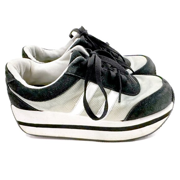 Vintage Y2K Grunge Womens 8.5 Distressed Suede Leather Platform Shoes Sneakers - Picture 7 of 13